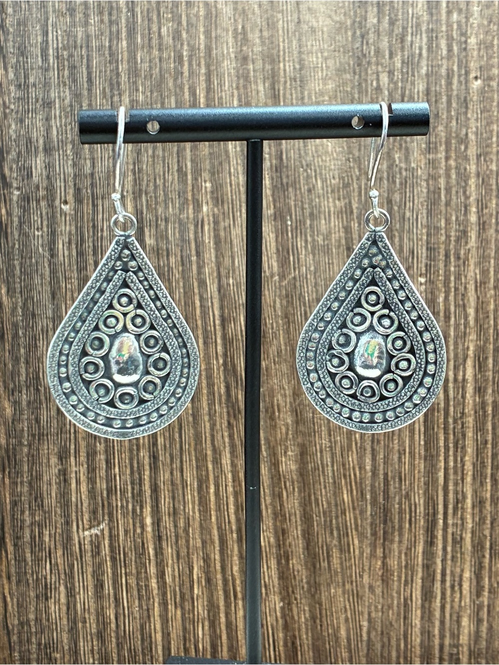 Artisan Sterling Silver Teardrop Dangle Earrings Thai